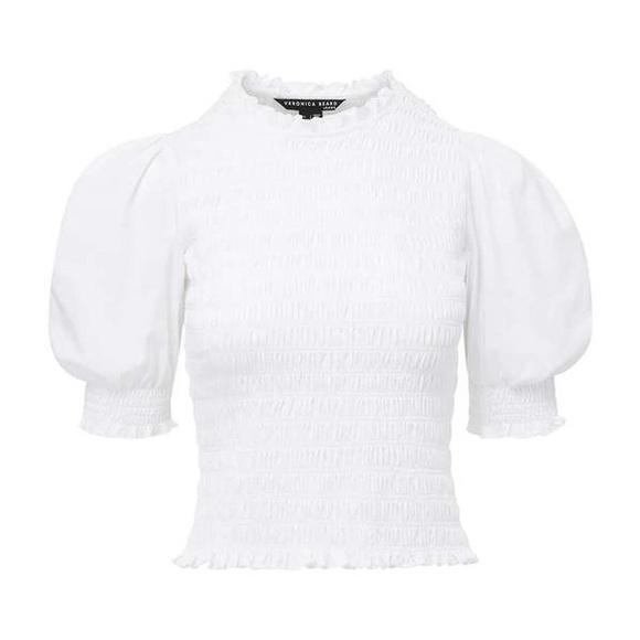 Veronica Beard Langston White Smocked Blouse XS NWT - Picture 2 of 6